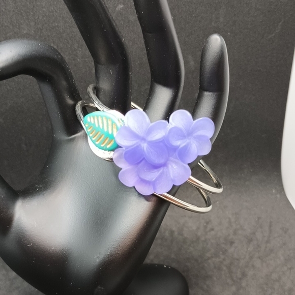 Hand Crafted Jewelry - Hand Crafted Silver Bracelet with Purple Blossoms